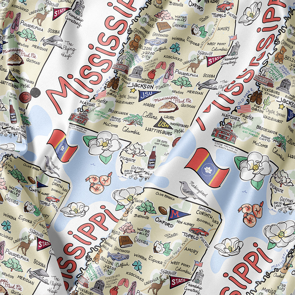 State Map Long Sleeve Satin Pajamas