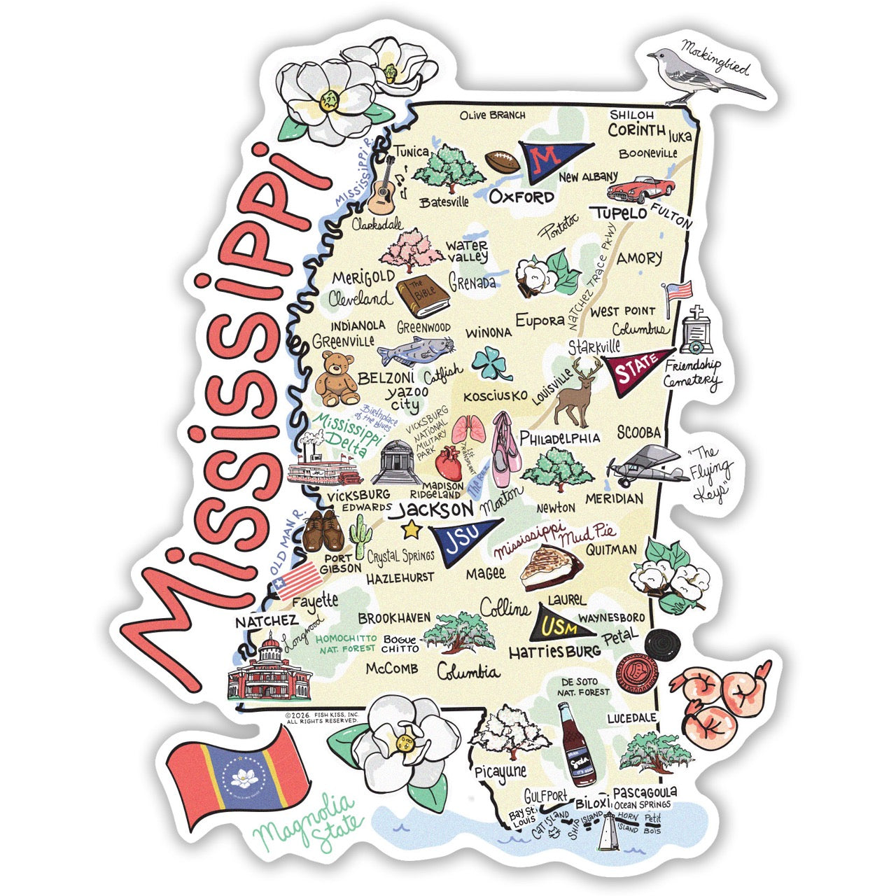 Mississippi State Map Sticker