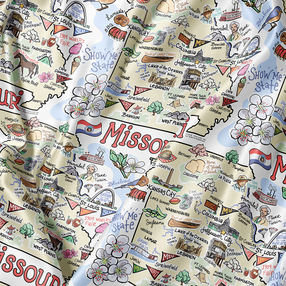 State Map Long Sleeve Satin Pajamas