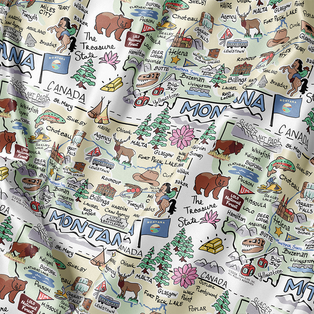 State Map Long Sleeve Satin Pajamas
