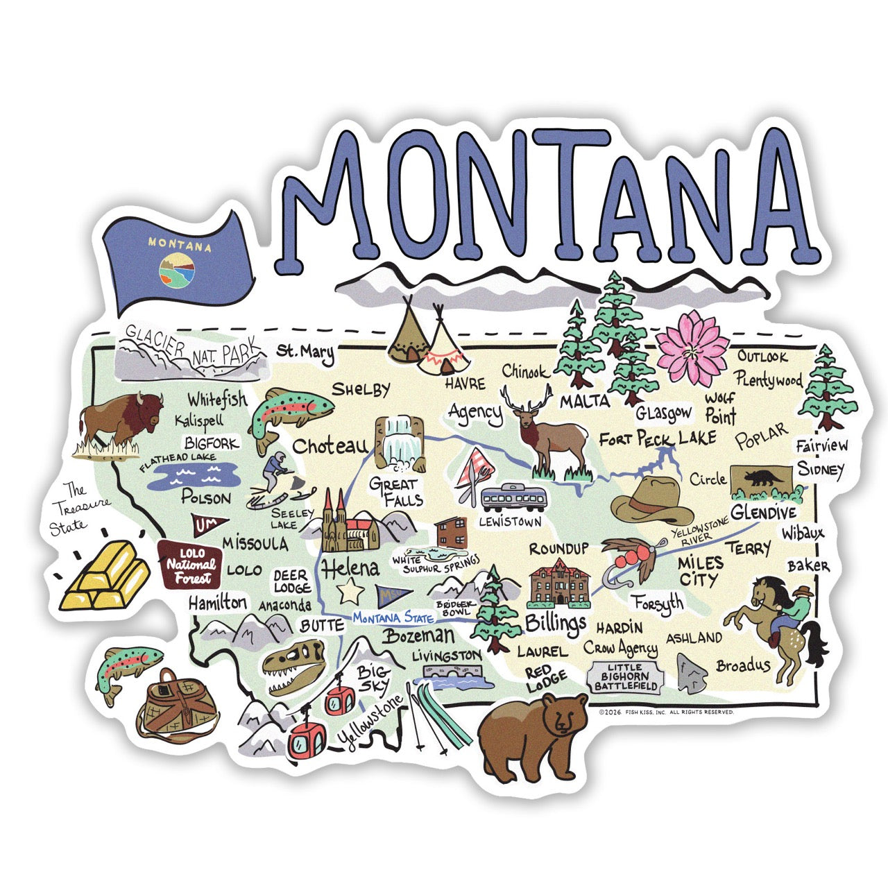 Montana State Map Sticker