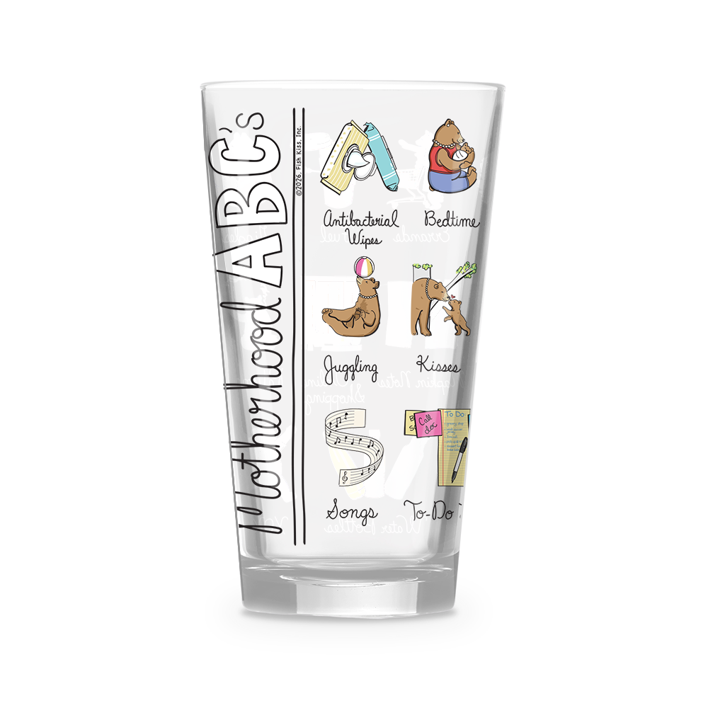 Motherhood Alphabet 16 oz. Glass