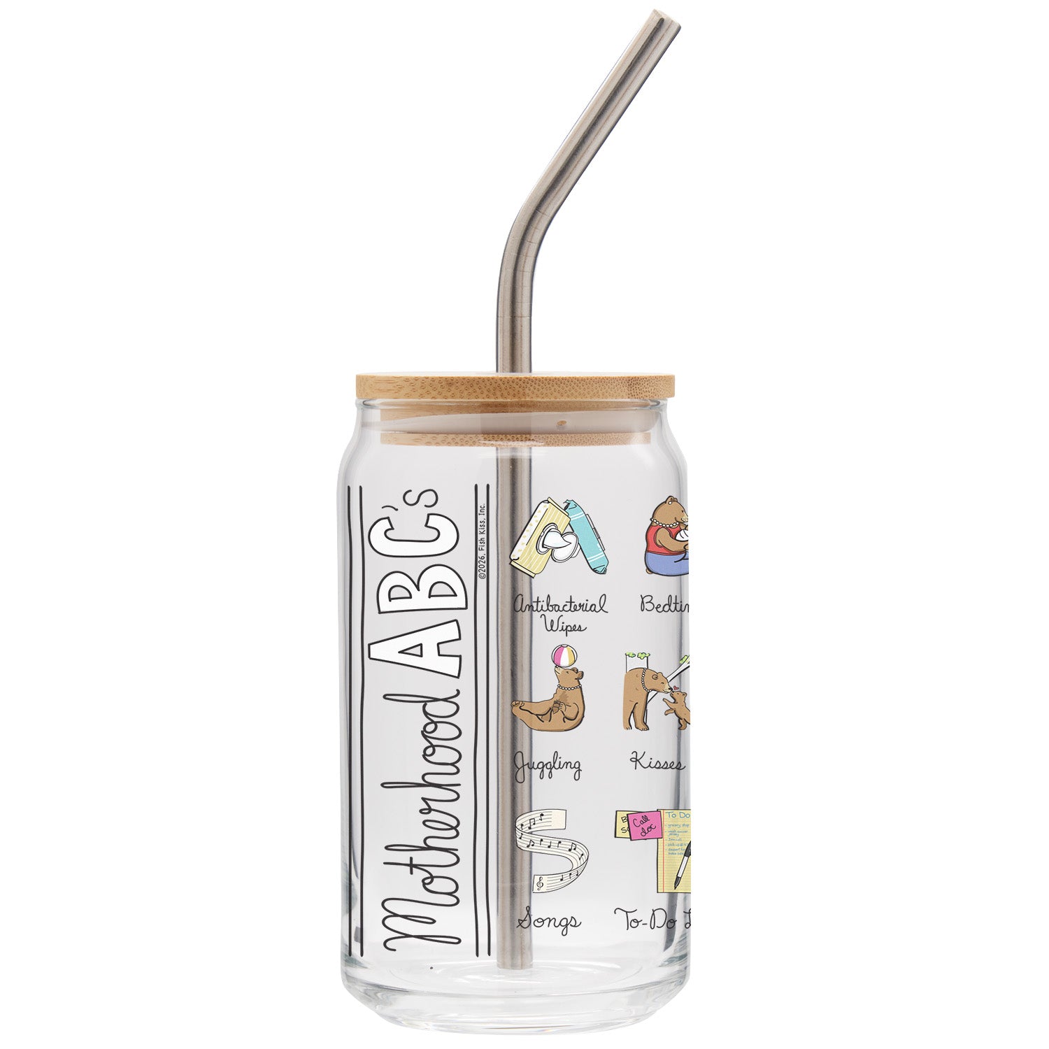 Motherhood Soda Can Glass With Straw
