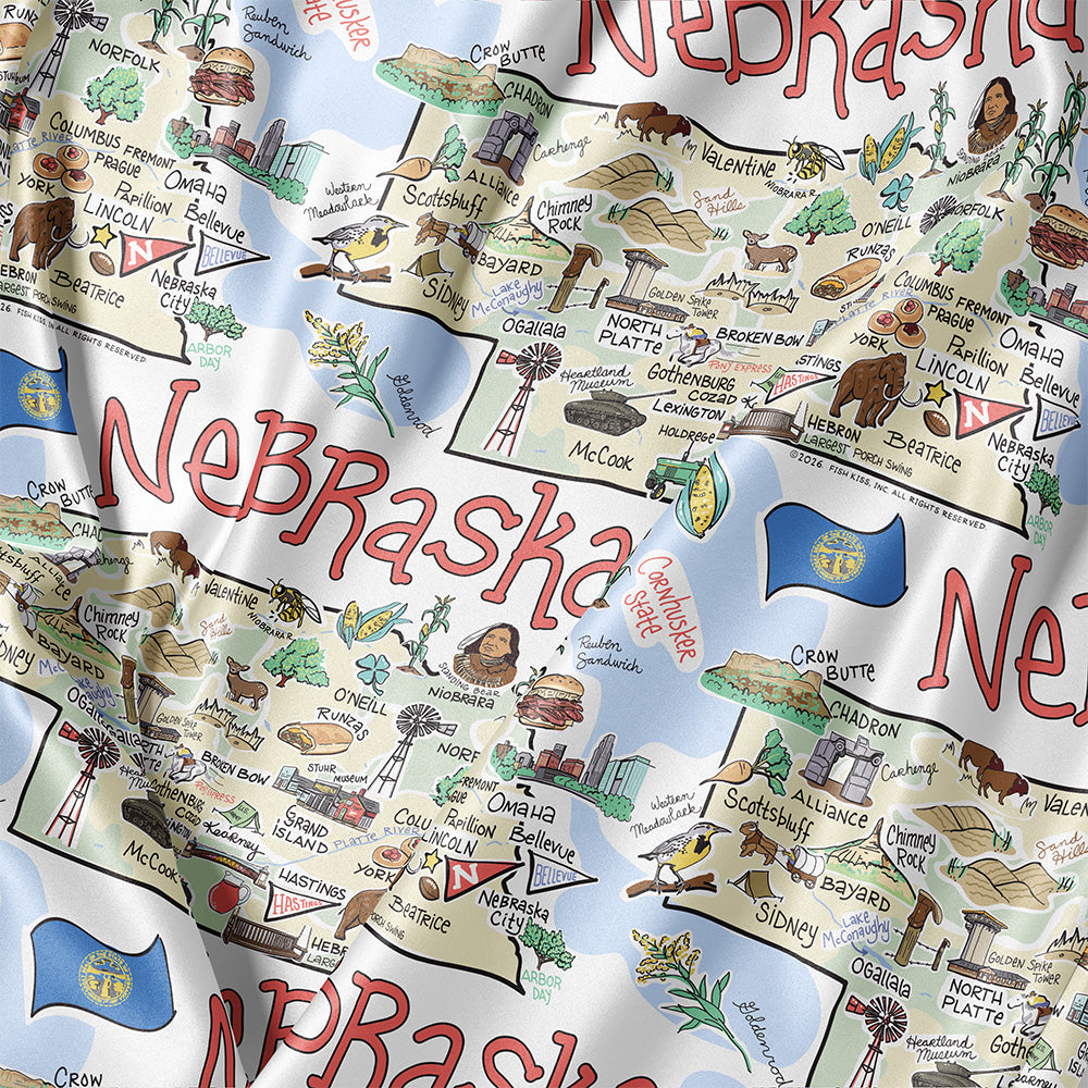 State Map Long Sleeve Satin Pajamas