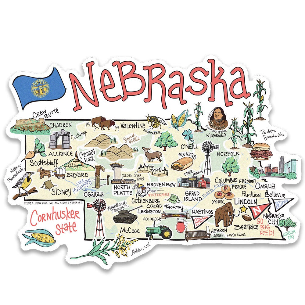 Nebraska State Map Sticker