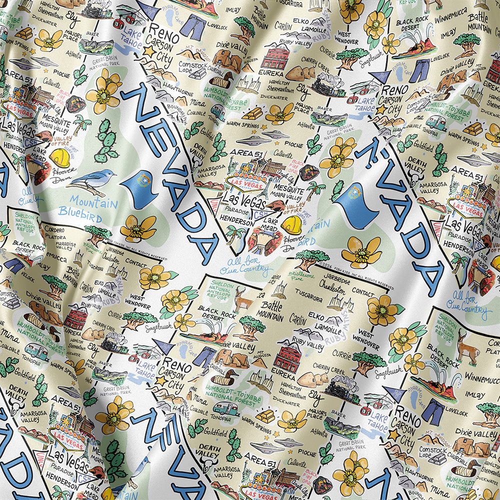 Nevada Map Long Sleeve Satin Pajamas