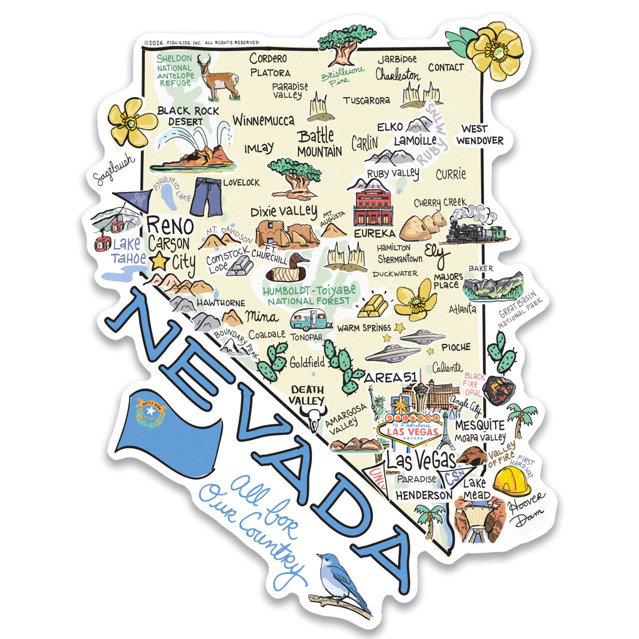 Nevada State Map Sticker