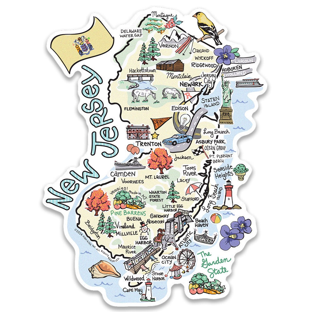 New Jersey State Map Sticker