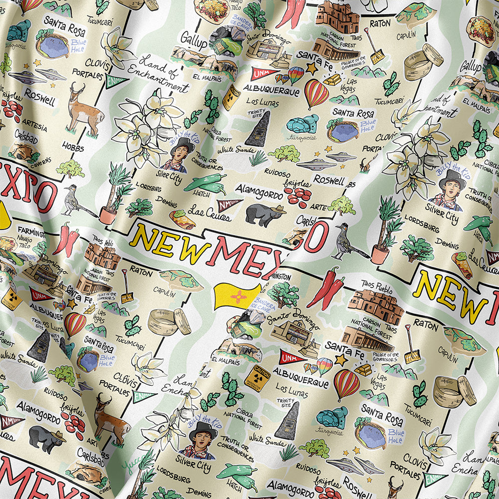 State Map Long Sleeve Satin Pajamas