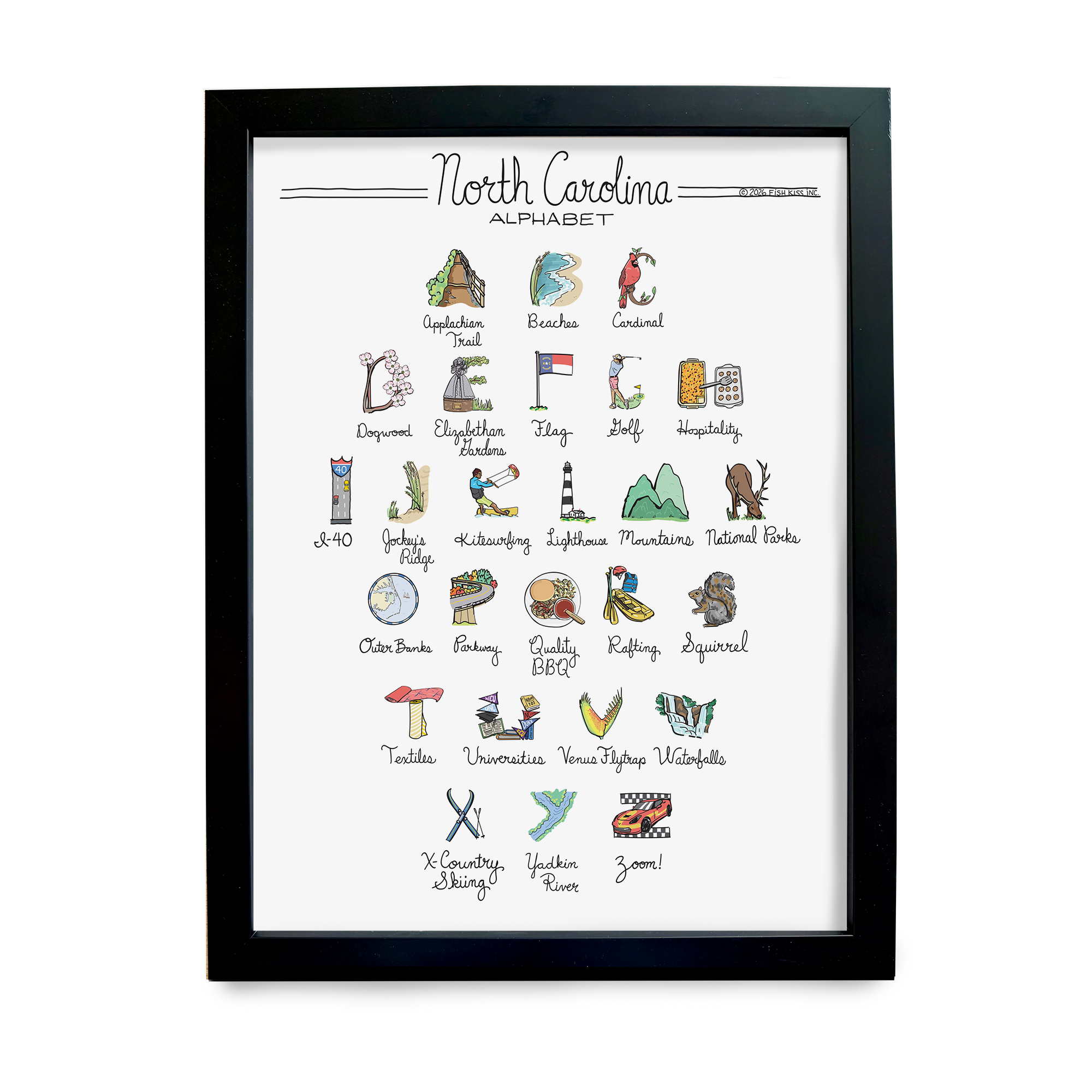 North Carolina Alphabet Art