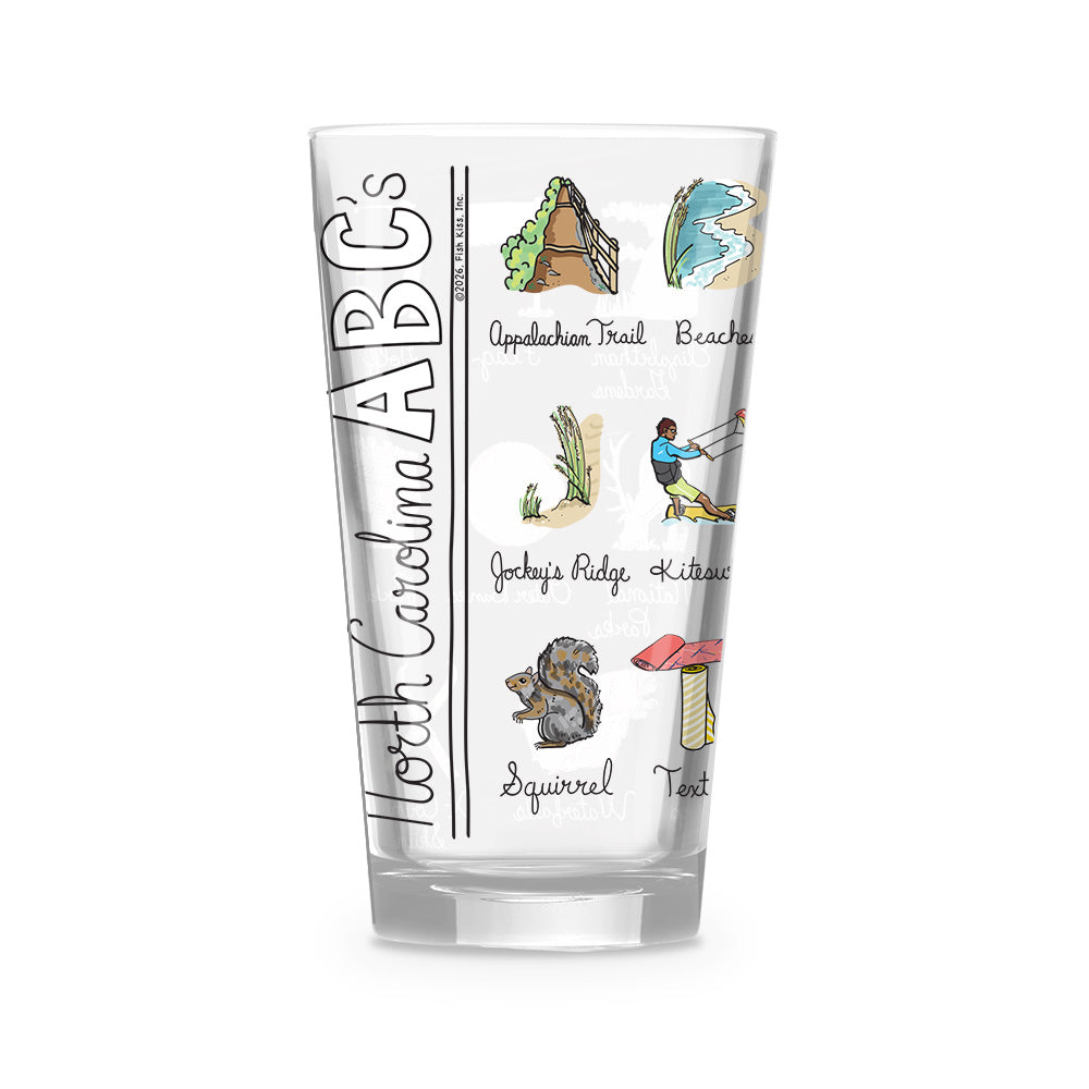 North Carolina Alphabet 16 oz. Glass