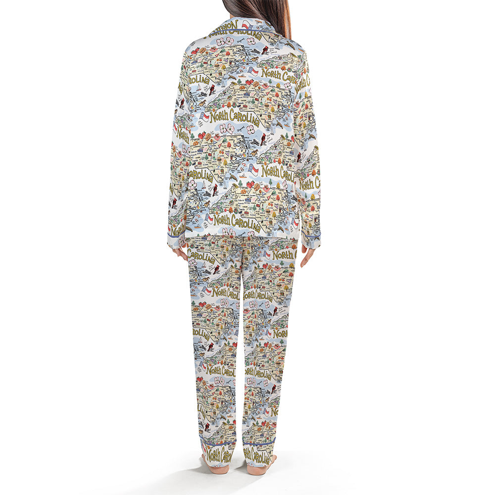 State Map Long Sleeve Satin Pajamas