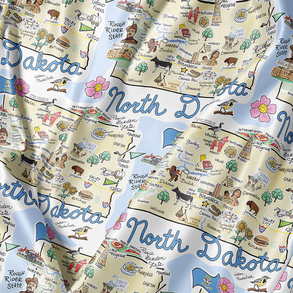 State Map Long Sleeve Satin Pajamas