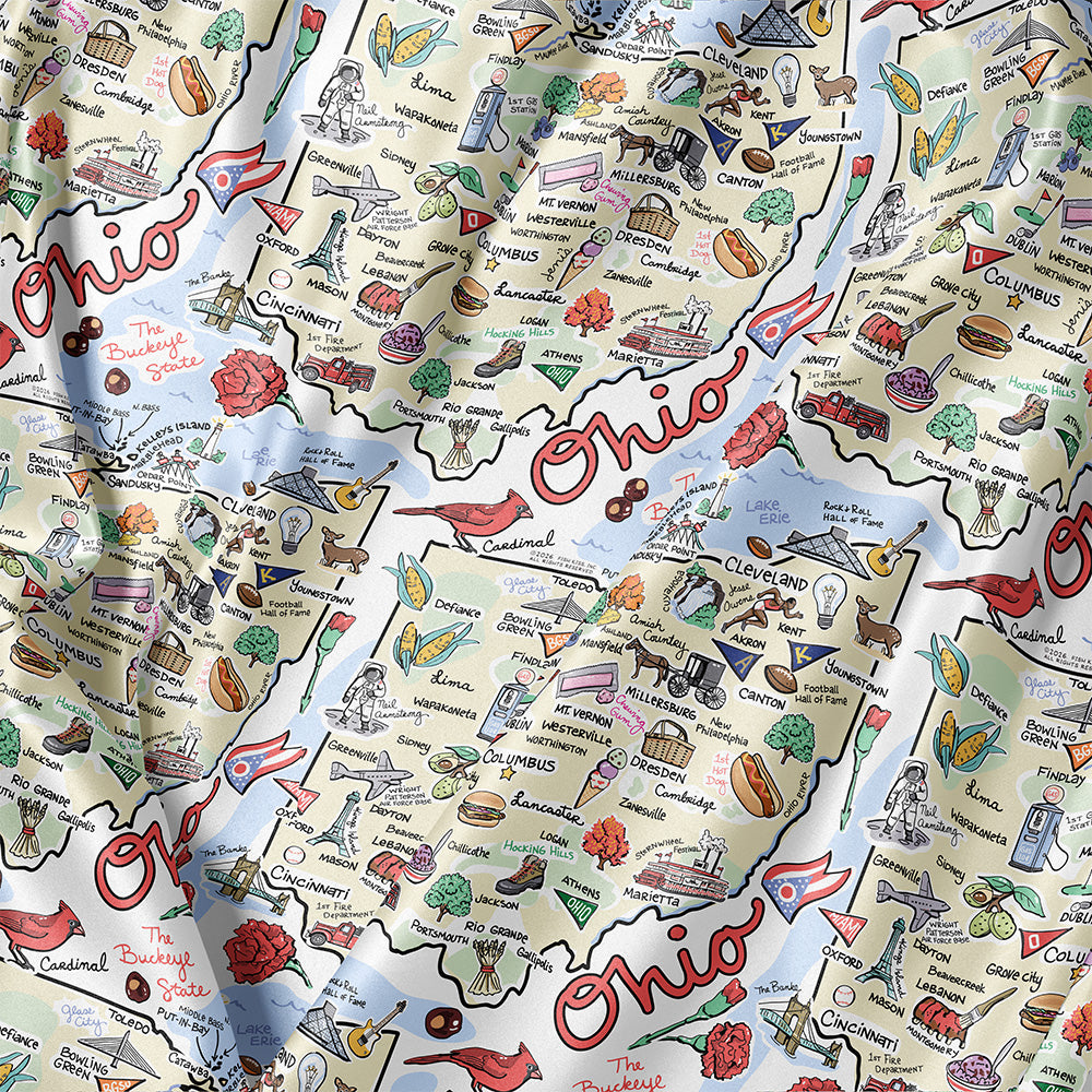State Map Long Sleeve Satin Pajamas