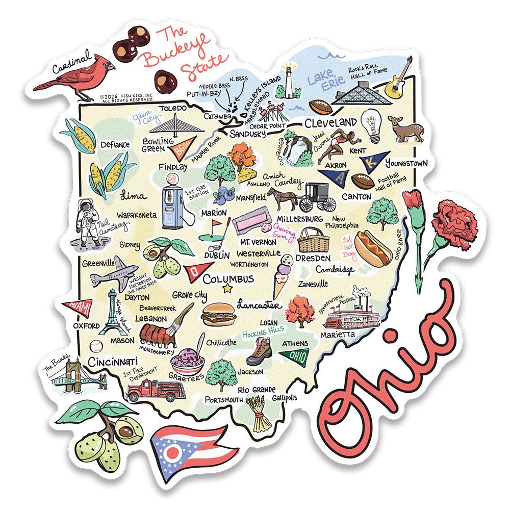Ohio State Map Sticker