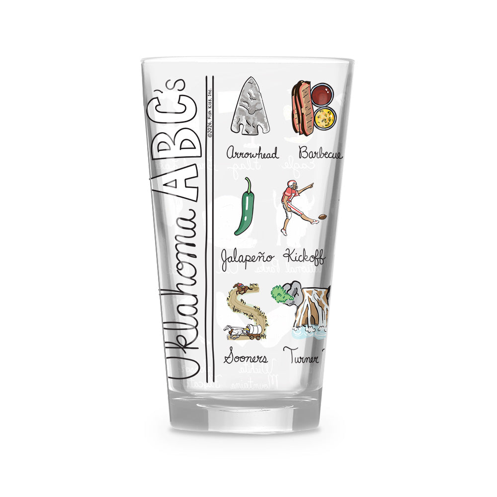 Oklahoma Alphabet 16 oz. Glass