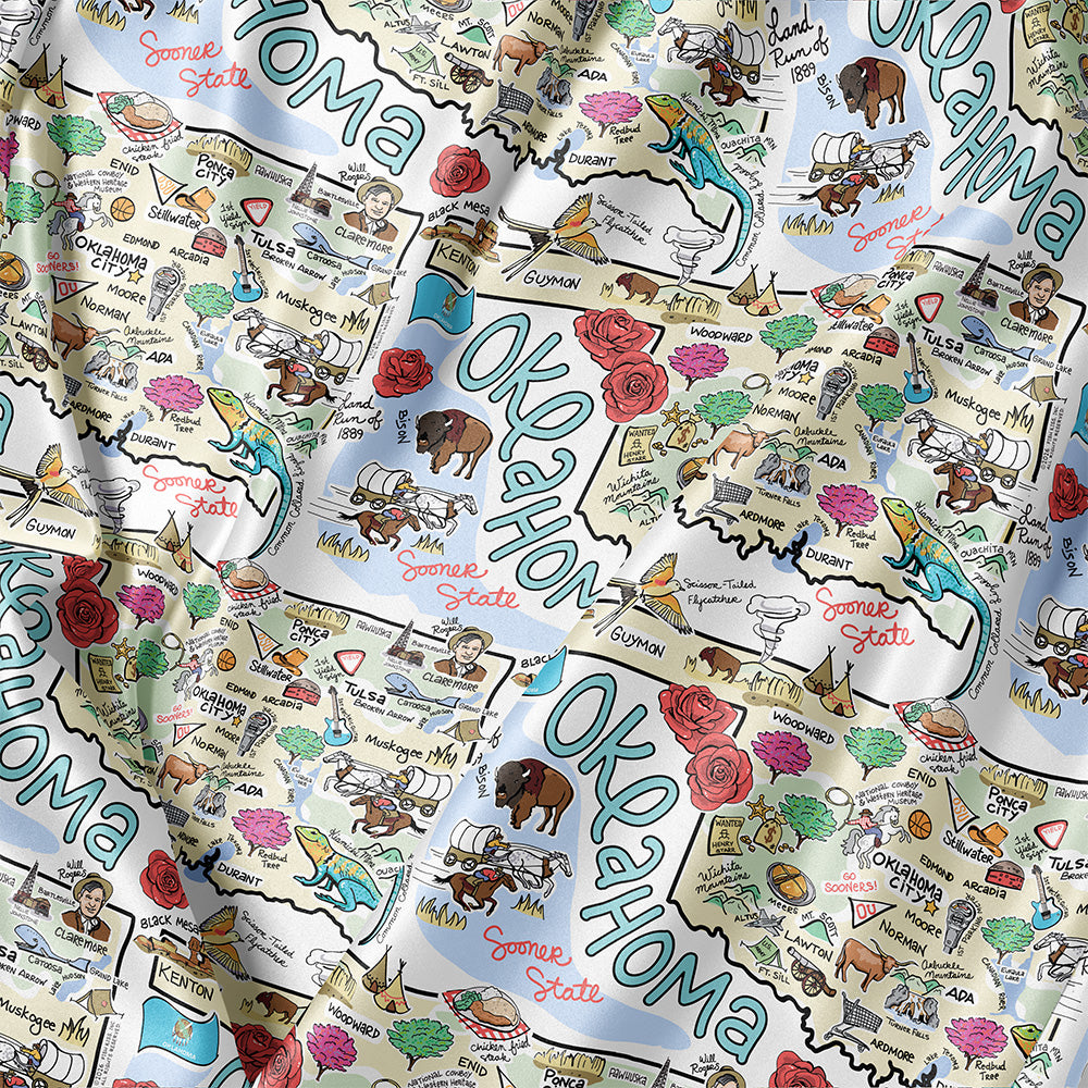 State Map Long Sleeve Satin Pajamas