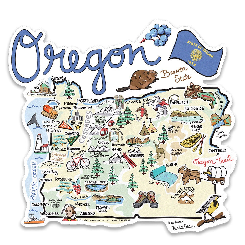 Oregon State Map Sticker