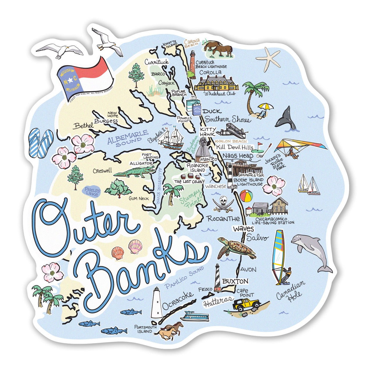 Outer Banks State Map Sticker