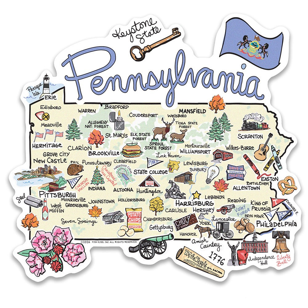 Pennsylvania State Map Sticker