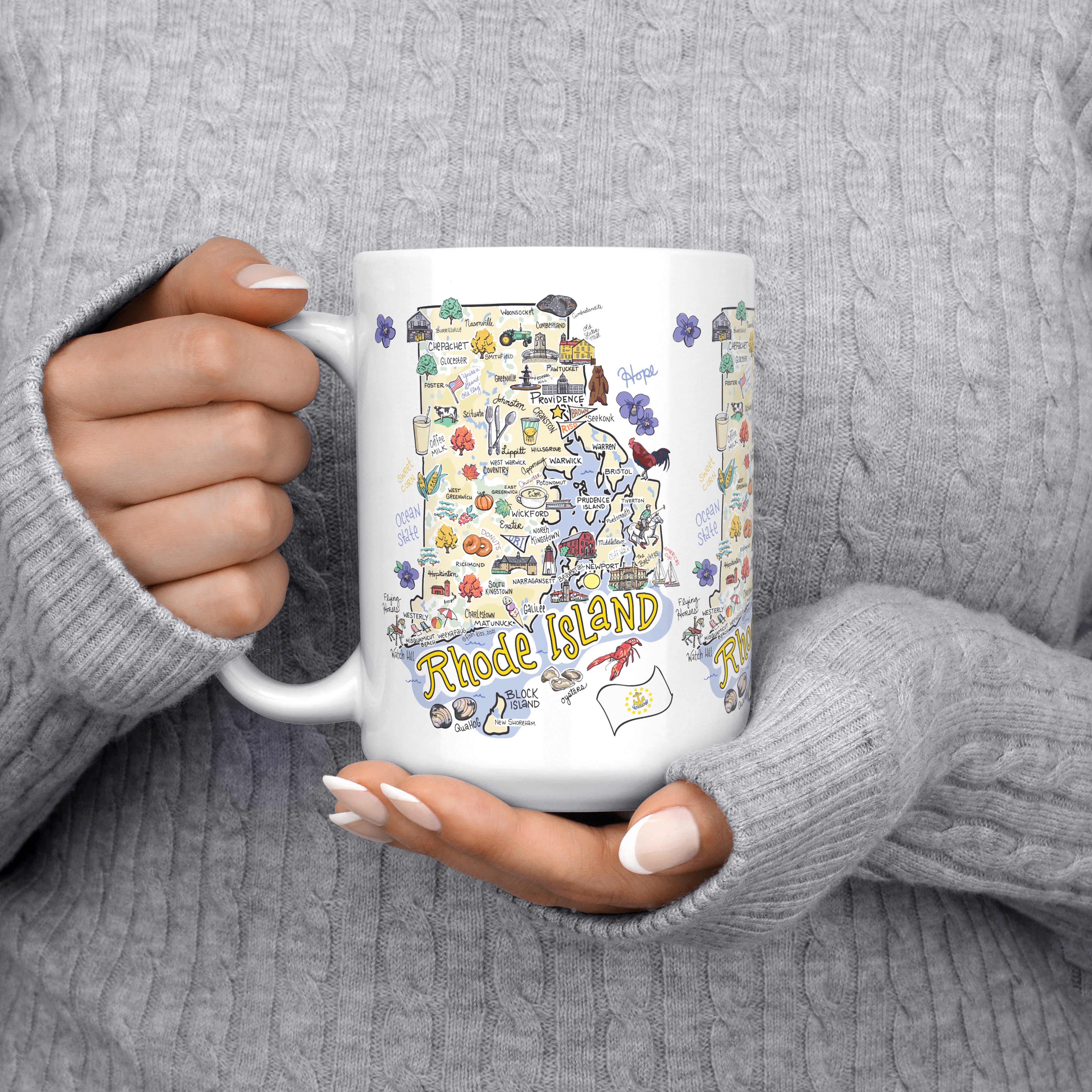 Custom Rhode Island Map Mug