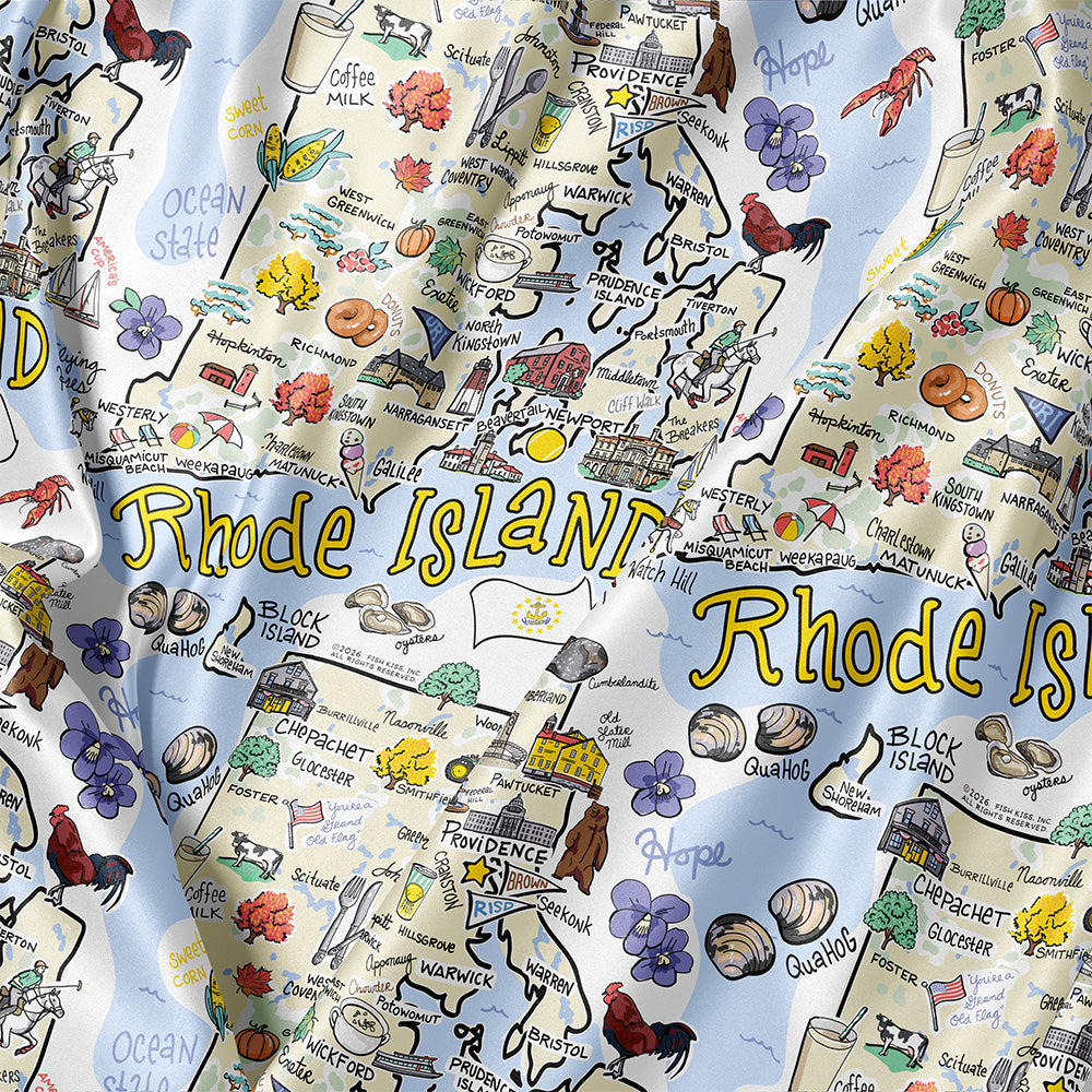 State Map Long Sleeve Satin Pajamas