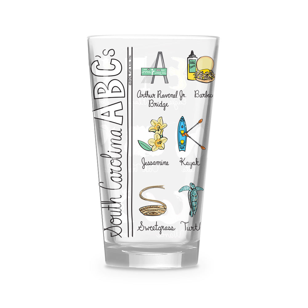 South Carolina Alphabet 16 oz. Glass