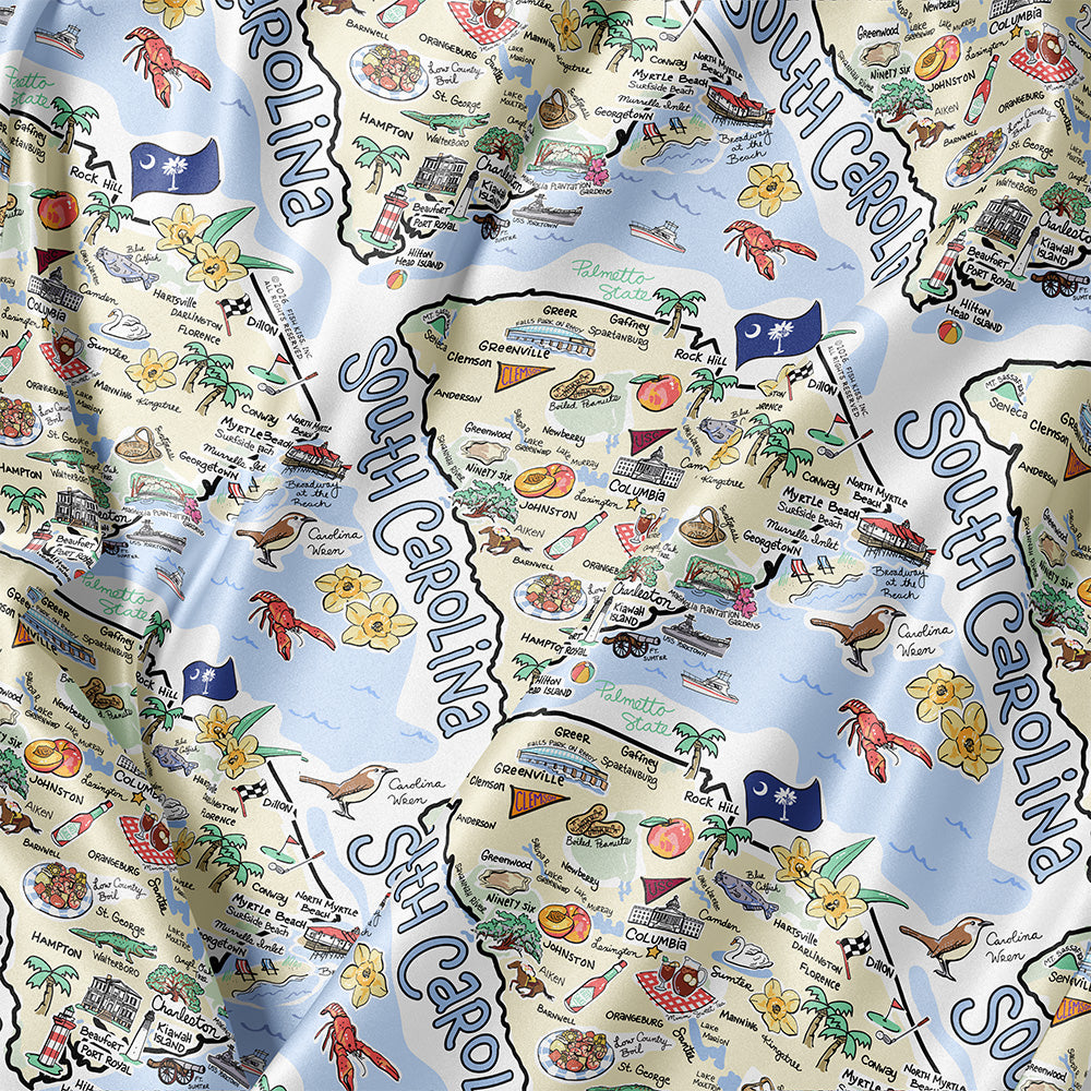 State Map Long Sleeve Satin Pajamas