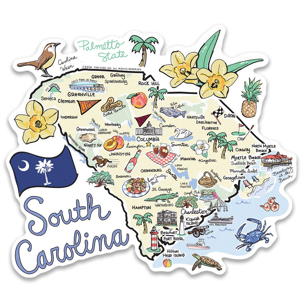 South Carolina State Map Sticker