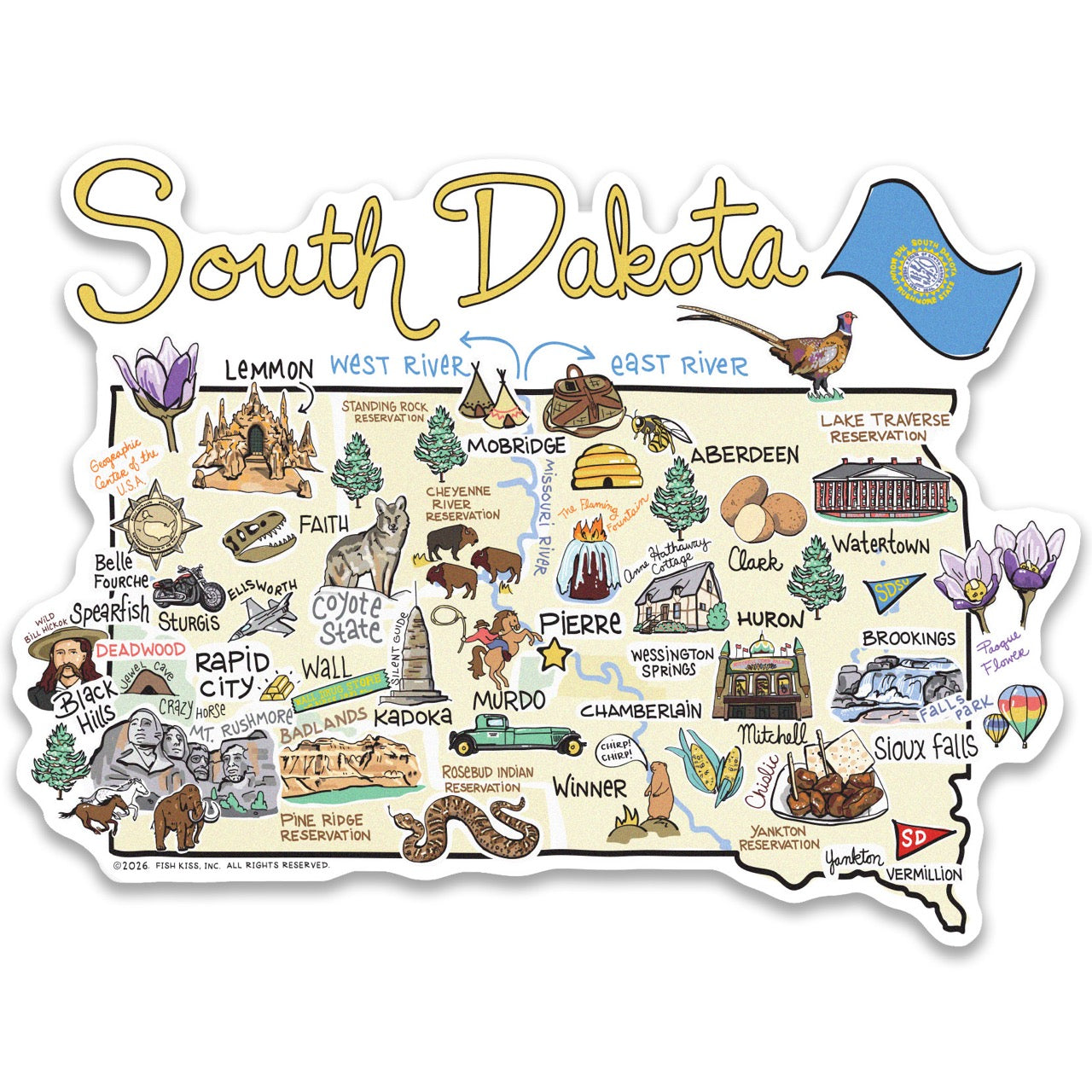 South Dakota State Map Sticker