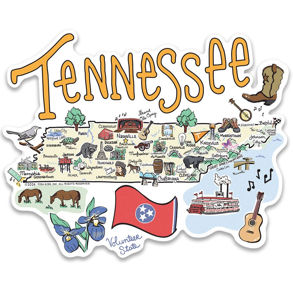 Tennessee State Map Sticker