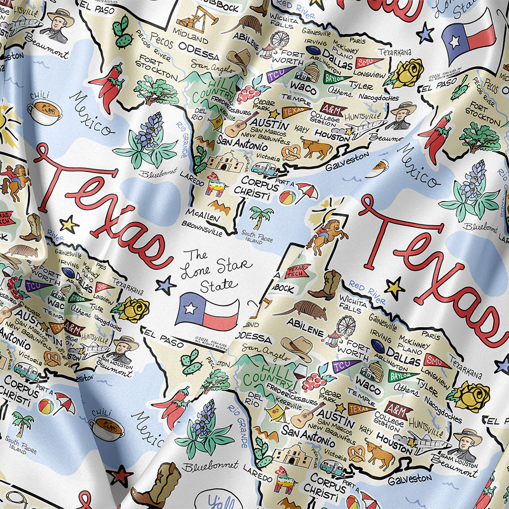 State Map Long Sleeve Satin Pajamas