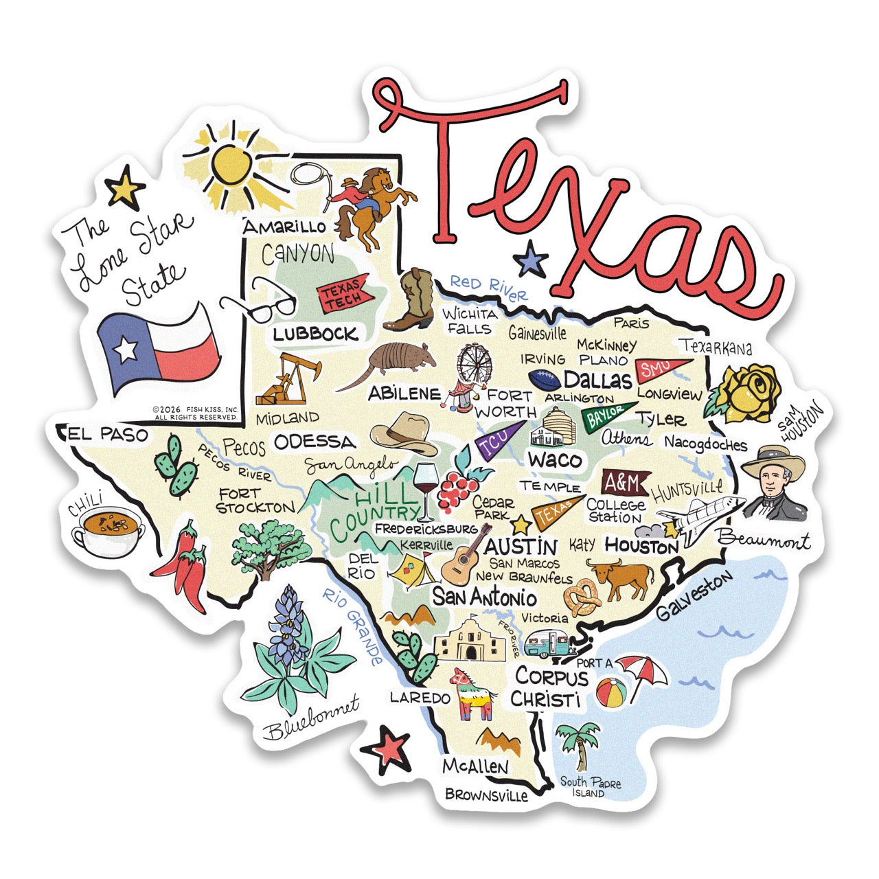 Texas State Map Sticker