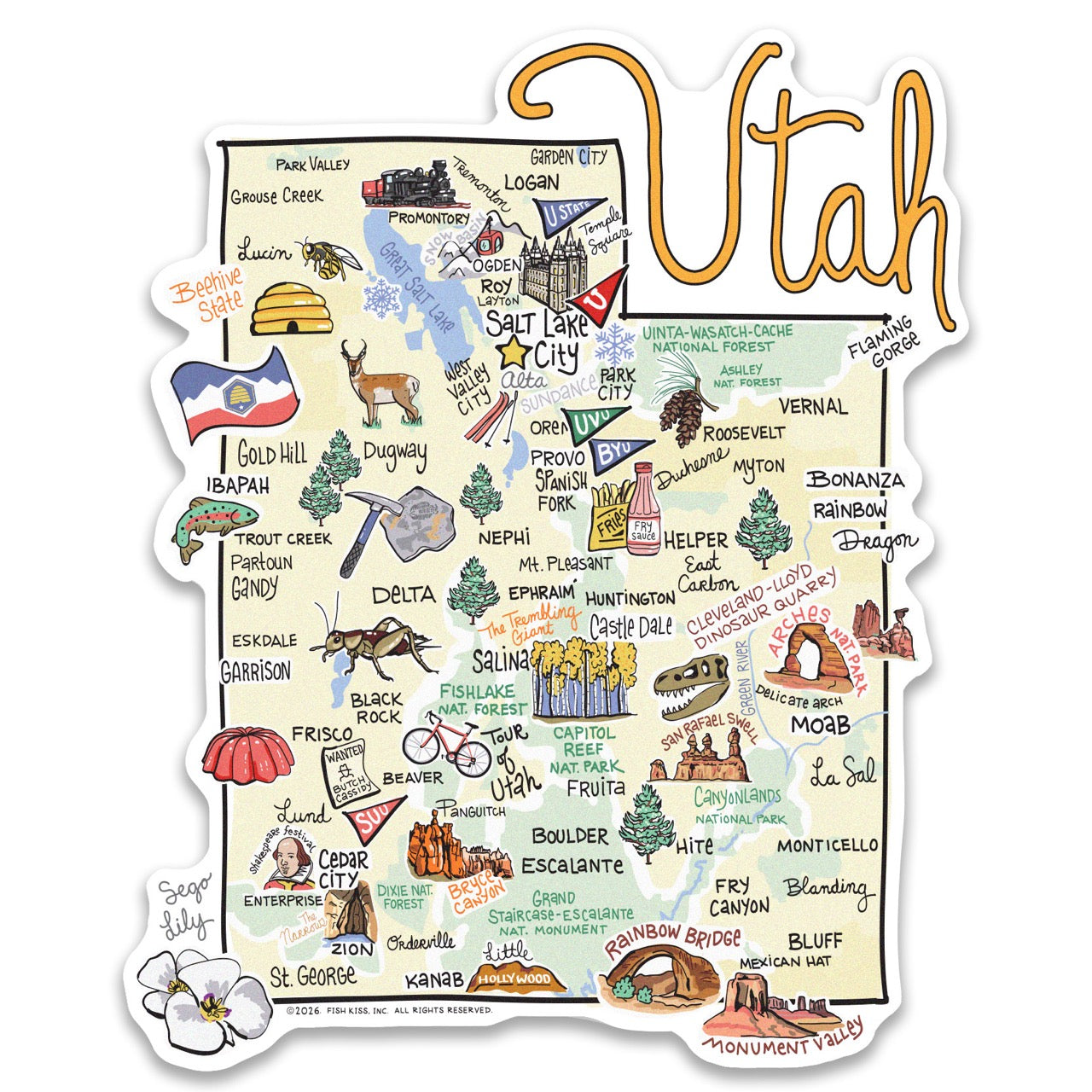 Utah State Map Sticker