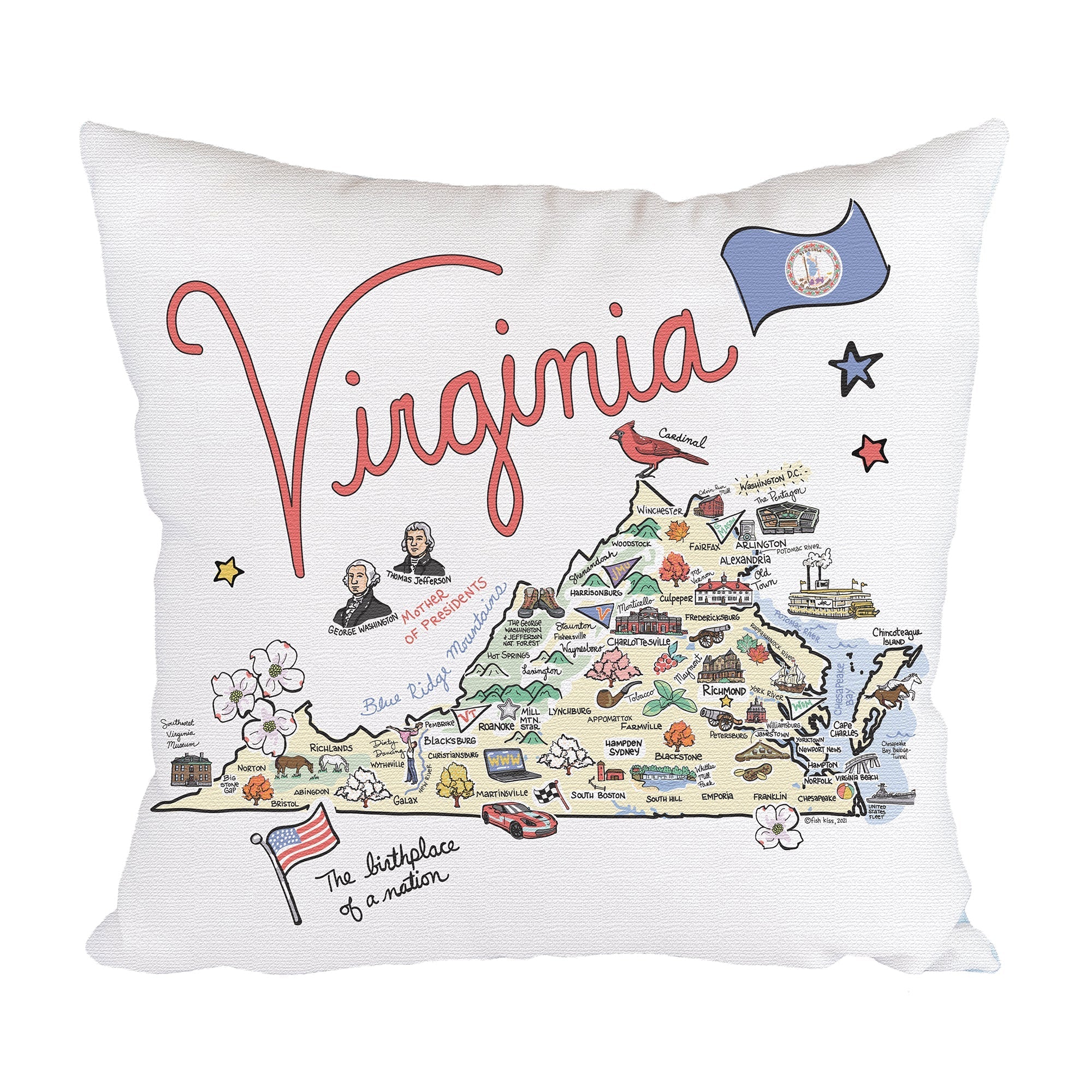 Virginia Map Pillow