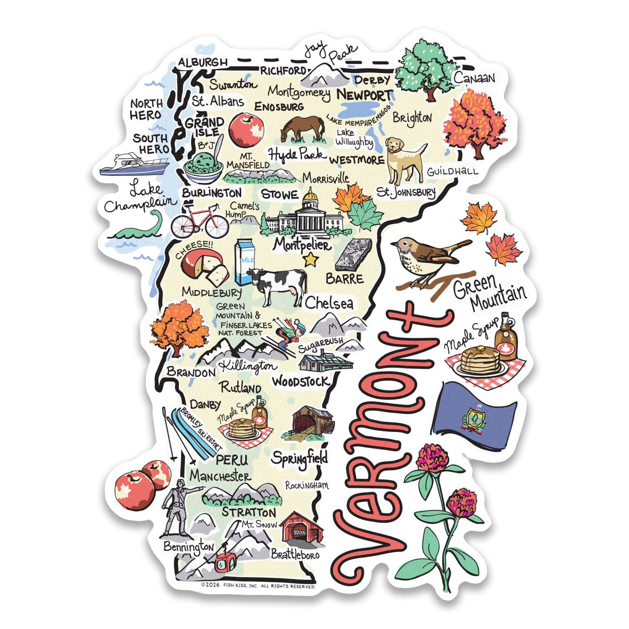 Vermont State Map Sticker