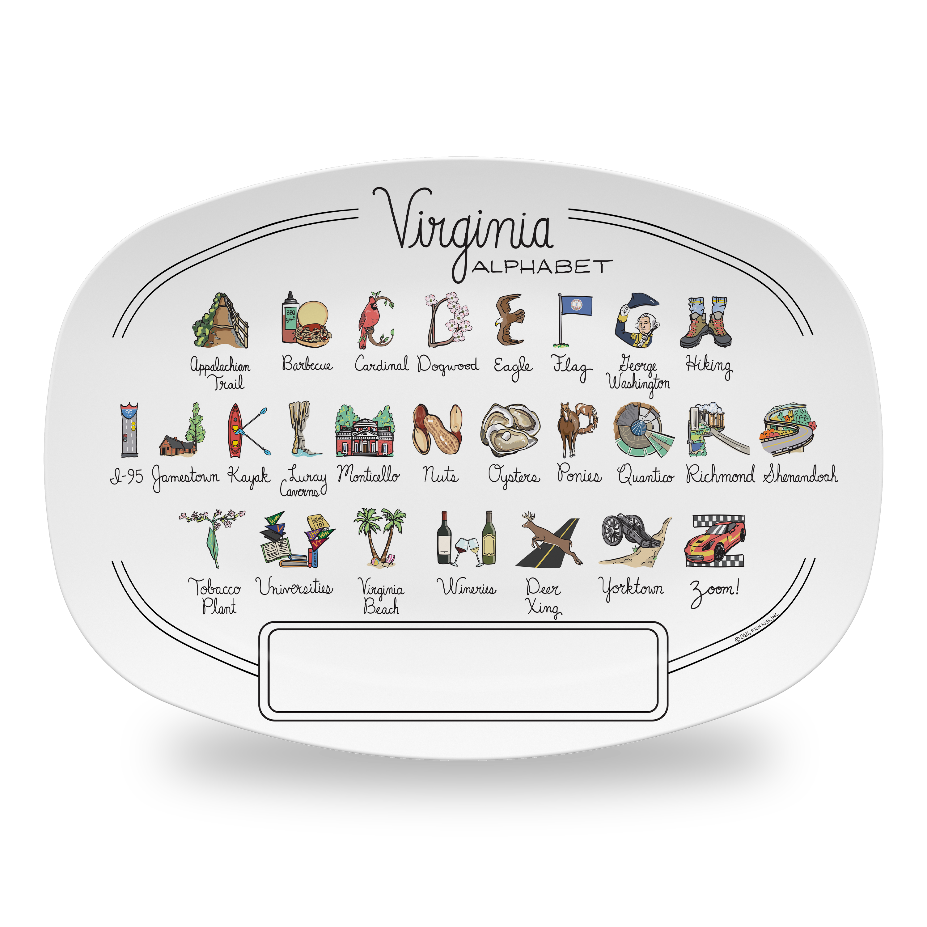 Custom Virginia Alphabet Platter
