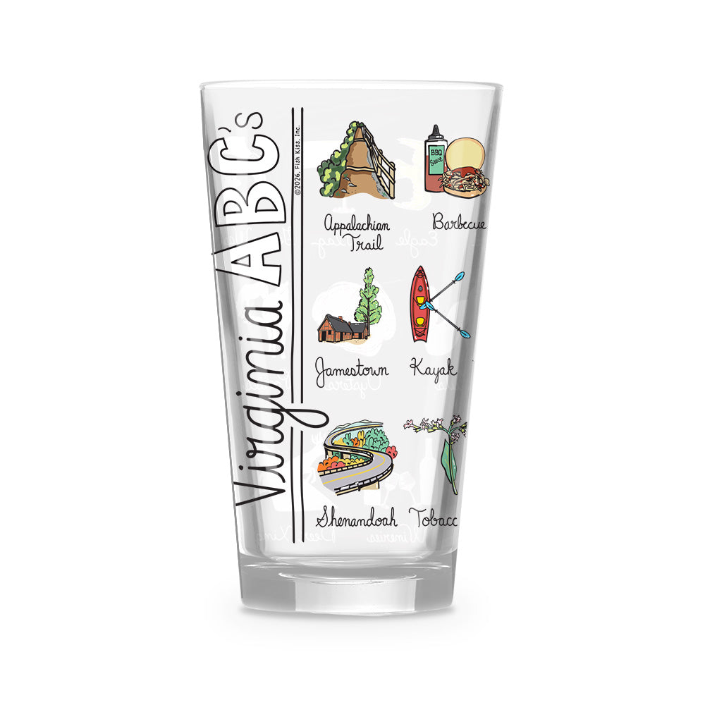 Virginia Alphabet 16 oz. Glass