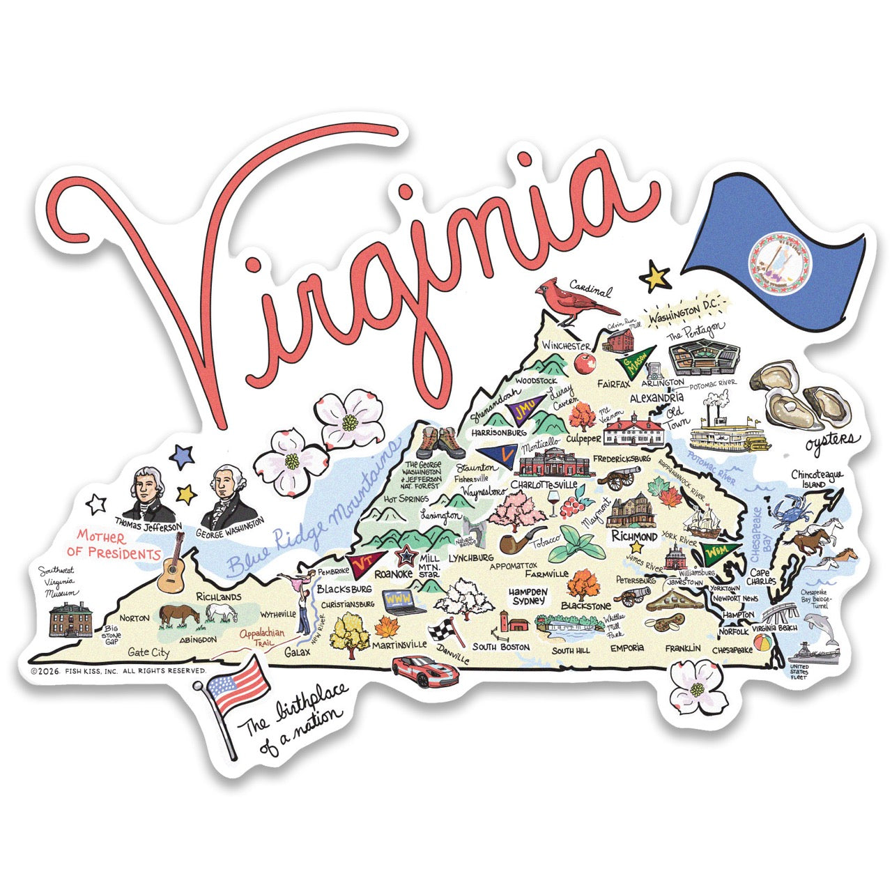Virginia State Map Sticker