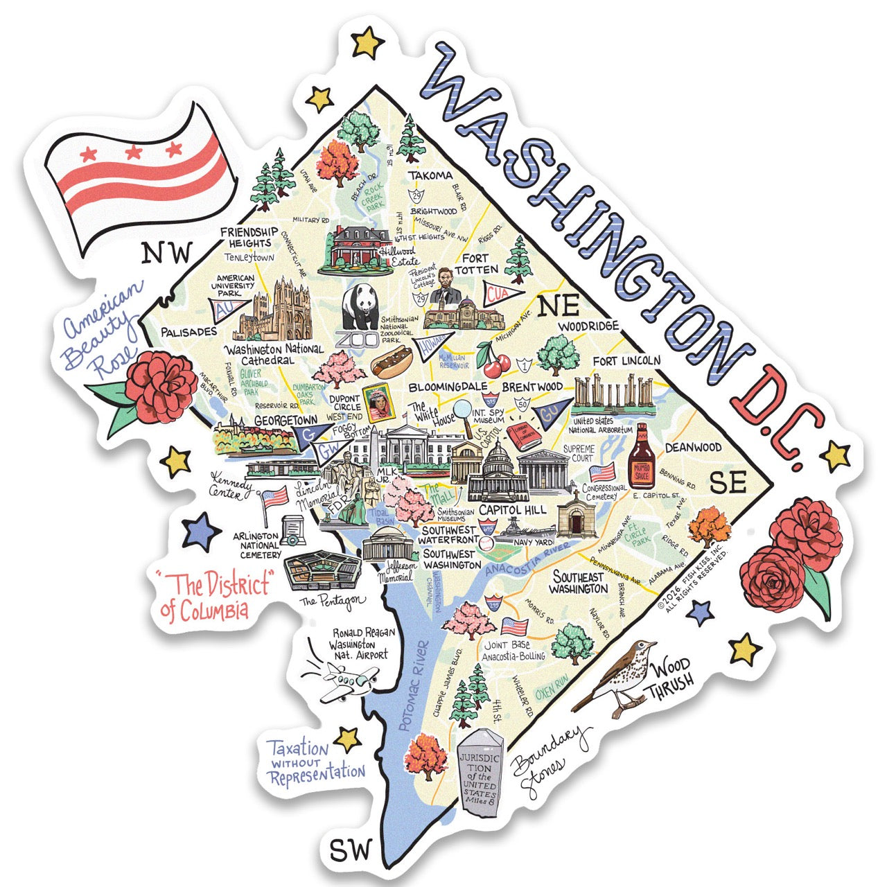 Washington DC State Map Sticker