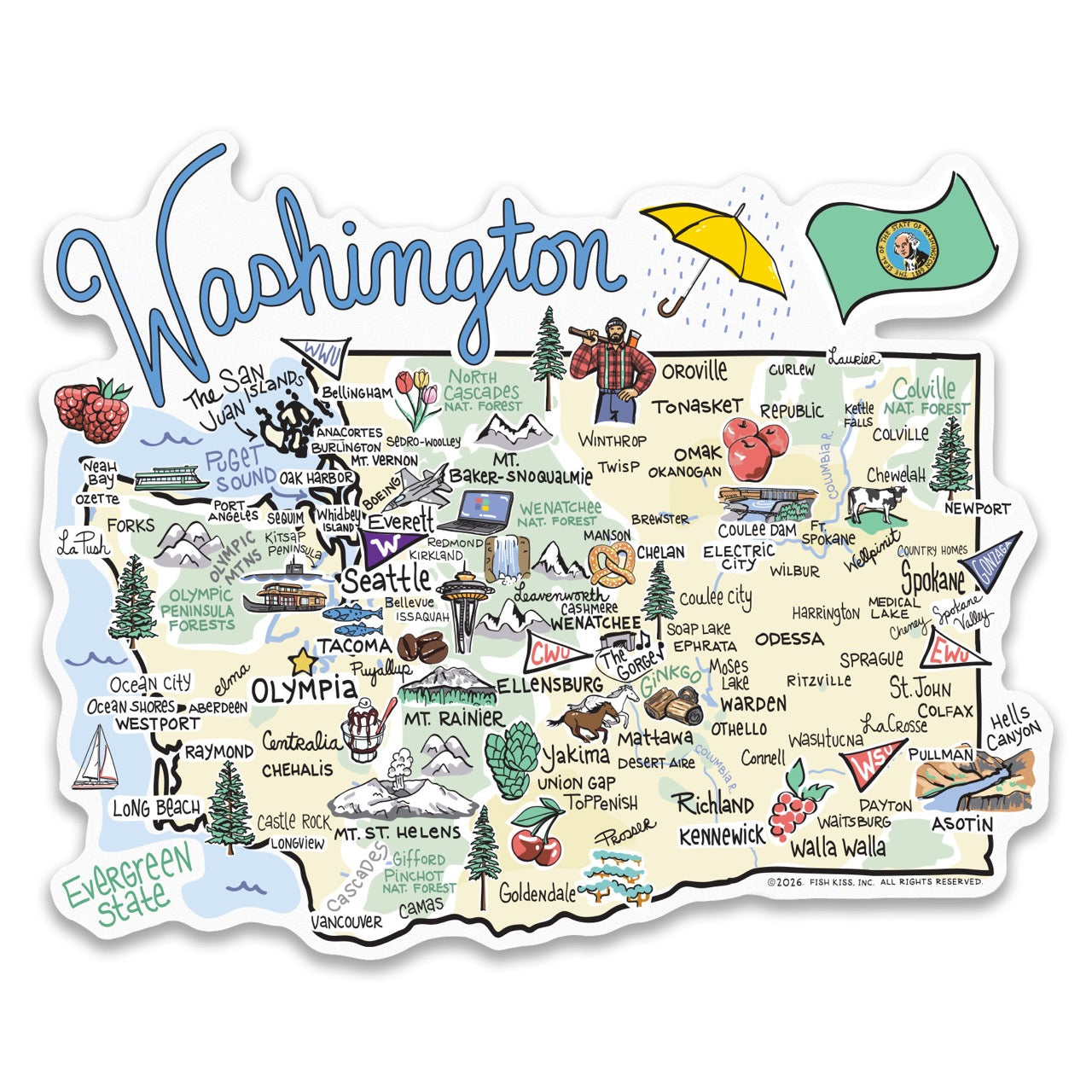 Washington State Map Sticker