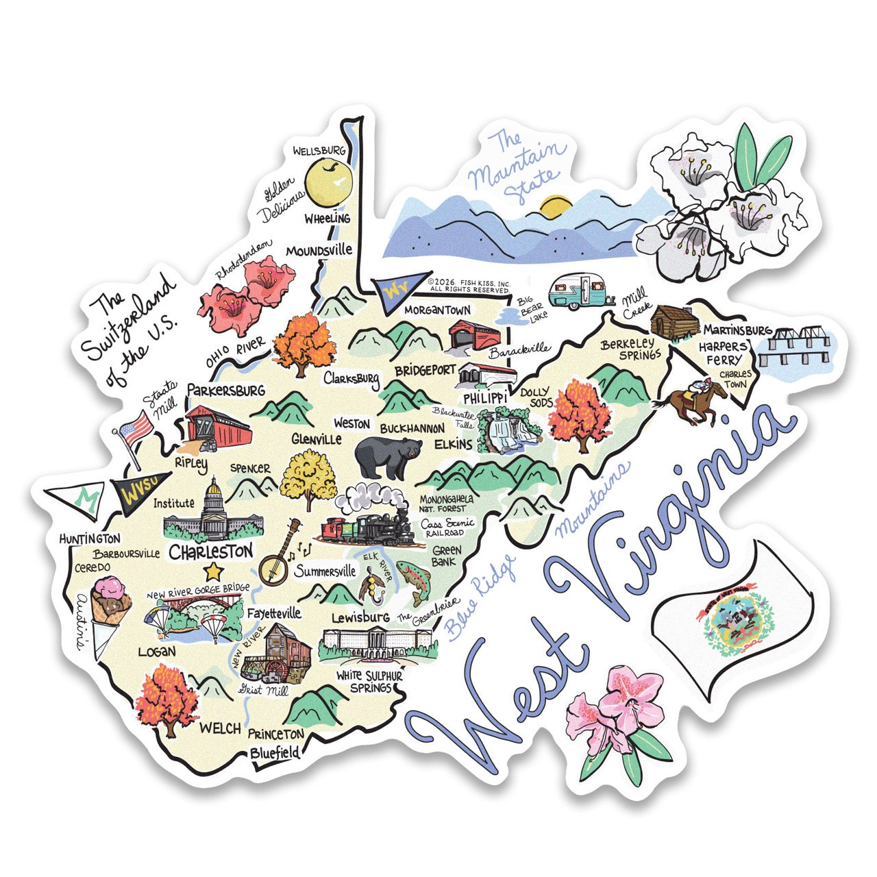 West Virginia State Map Sticker