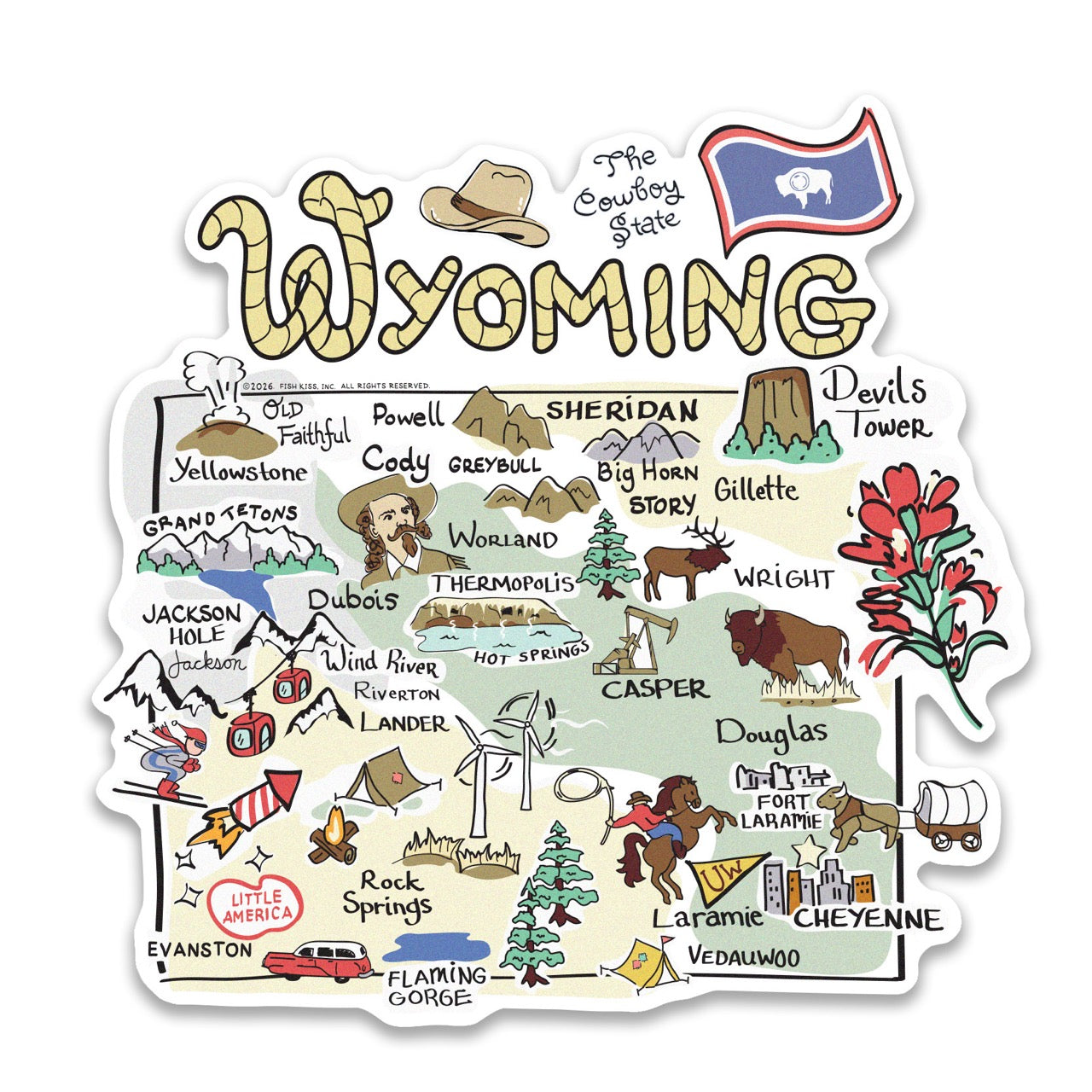Wyoming State Map Sticker