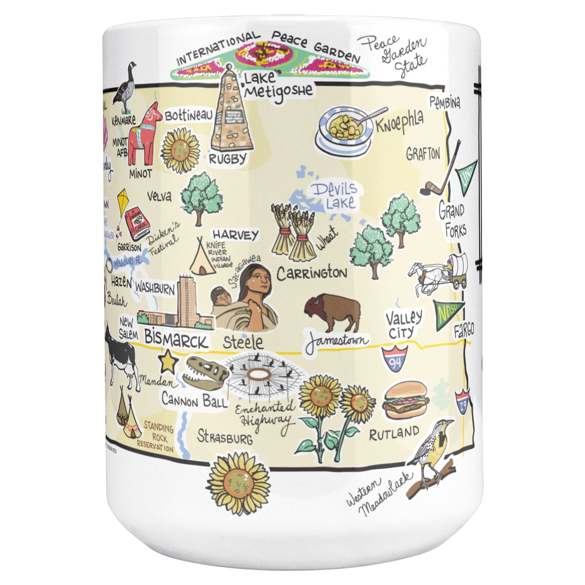 North Dakota 15oz White Mug