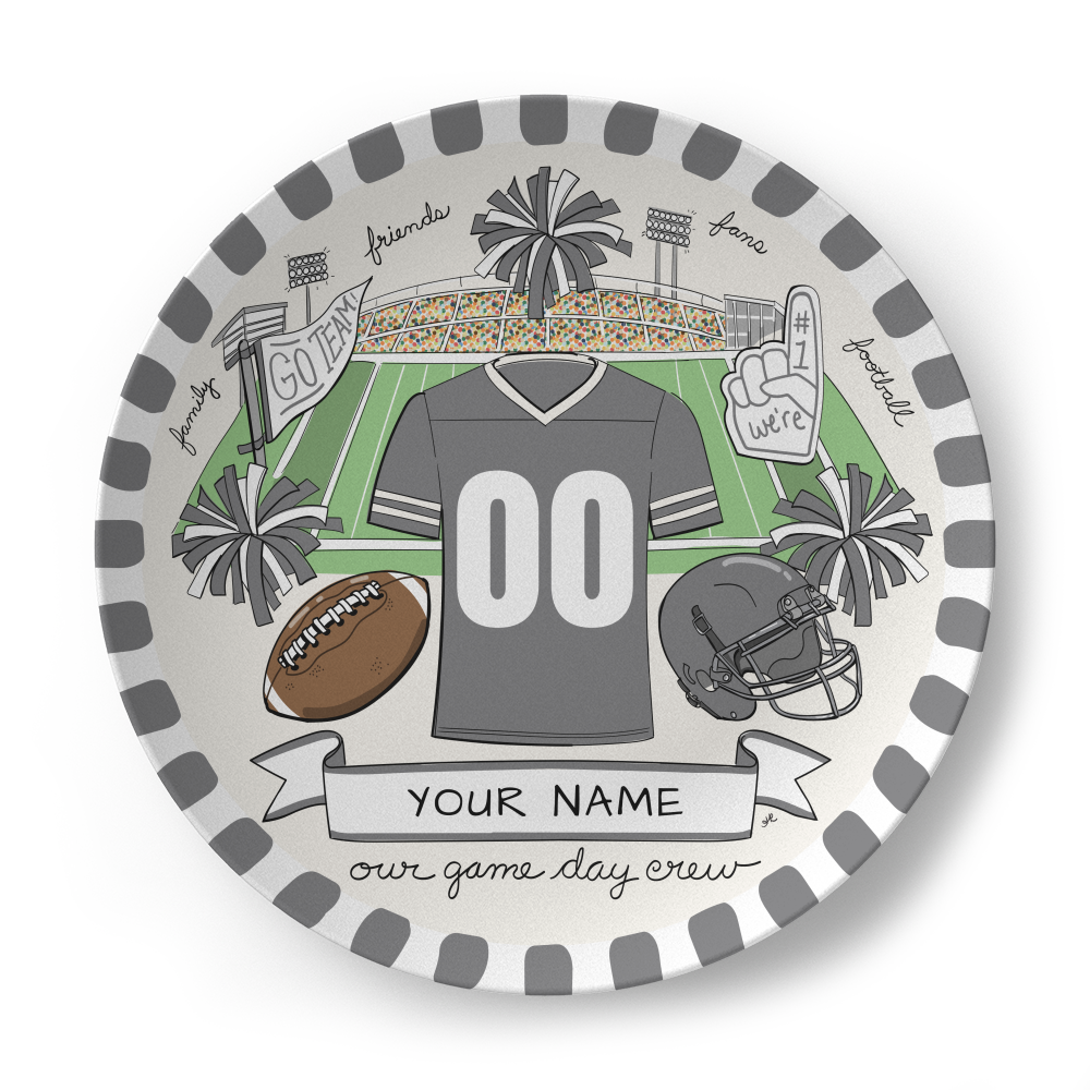 Our Game Day Crew Plate - Grey/Silver
