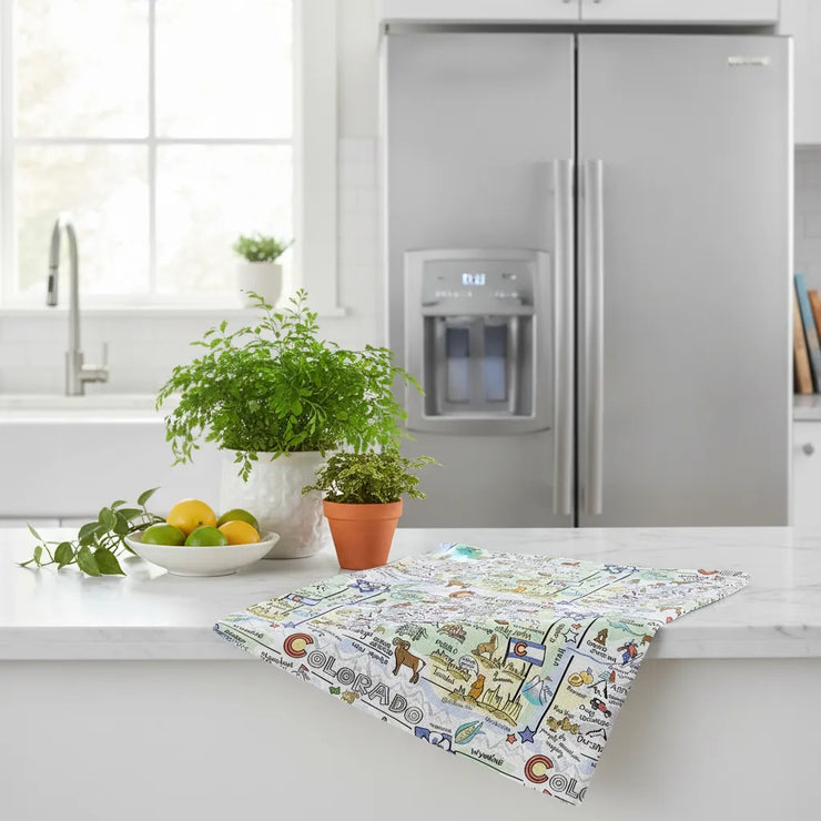 Colorado Map Repeat Kitchen Towel