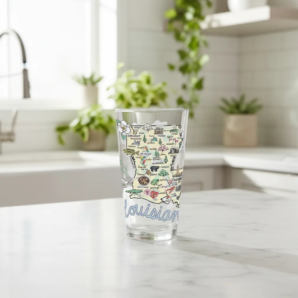 Louisiana Map Glass