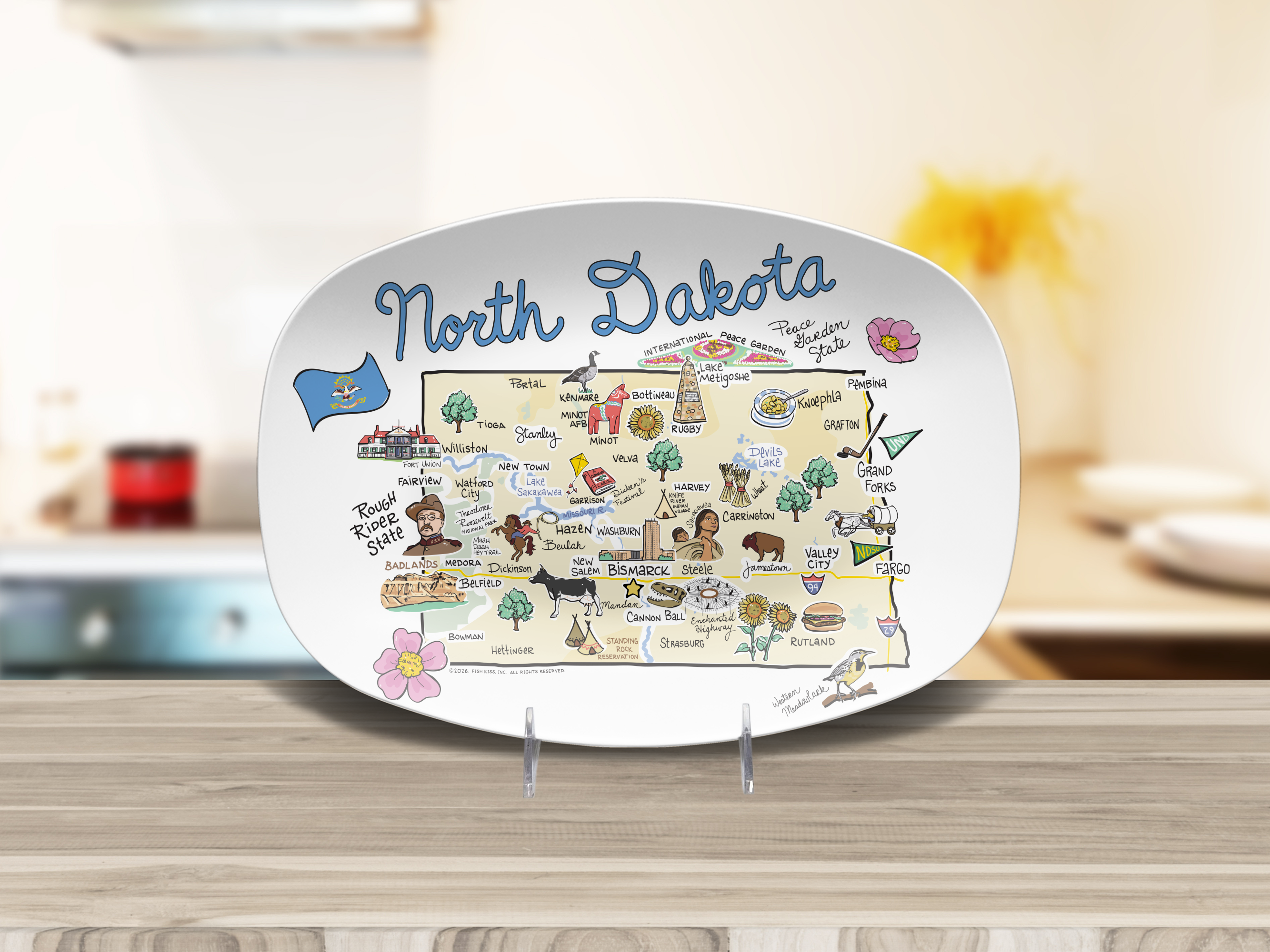 North Dakota Map Platter