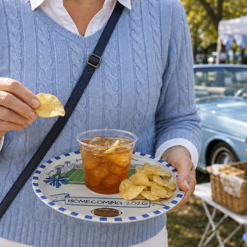 Our Game Day Crew Tailgate Plate - Light Blue