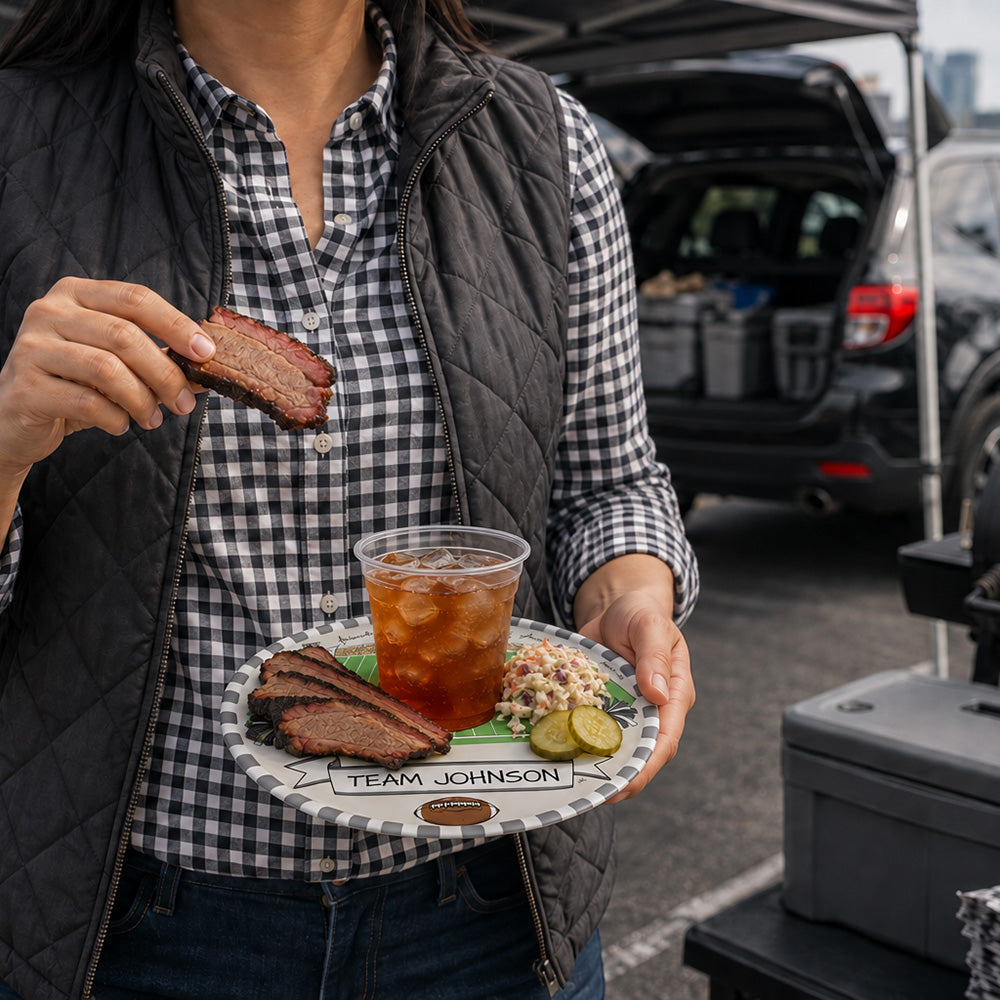Our Game Day Crew Tailgate Plate - Silver/Grey